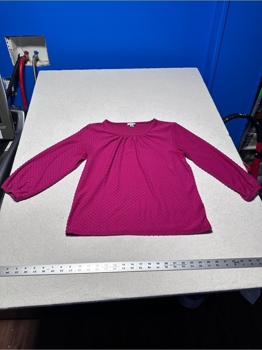 J. Crew Fuchsia Textured Long-Sleeve Blouse